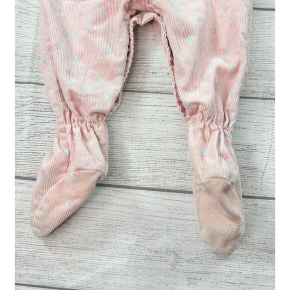 Osh Kosh B’gosh Vintage Footed Floral Overalls Corduroy Pink Baby Size 6/9 Month - Picture 8 of 11